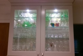 GNA ("German New Antique") glass installed in cabinet doors.
